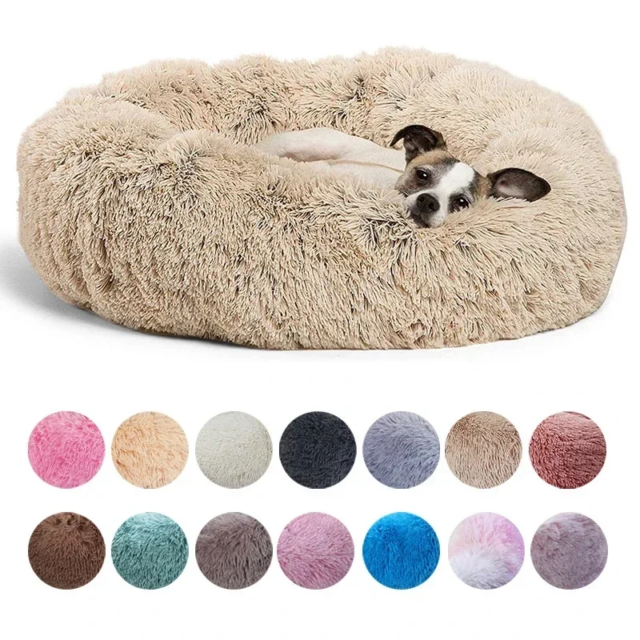 Lit rond en peluche super doux pour animaux de compagnie | lit pour grand chien | maison pour chat