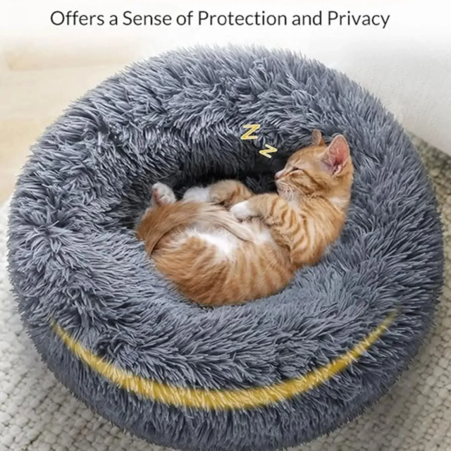 Lit rond en peluche super doux pour animaux de compagnie | lit pour grand chien | maison pour chat – Image 2