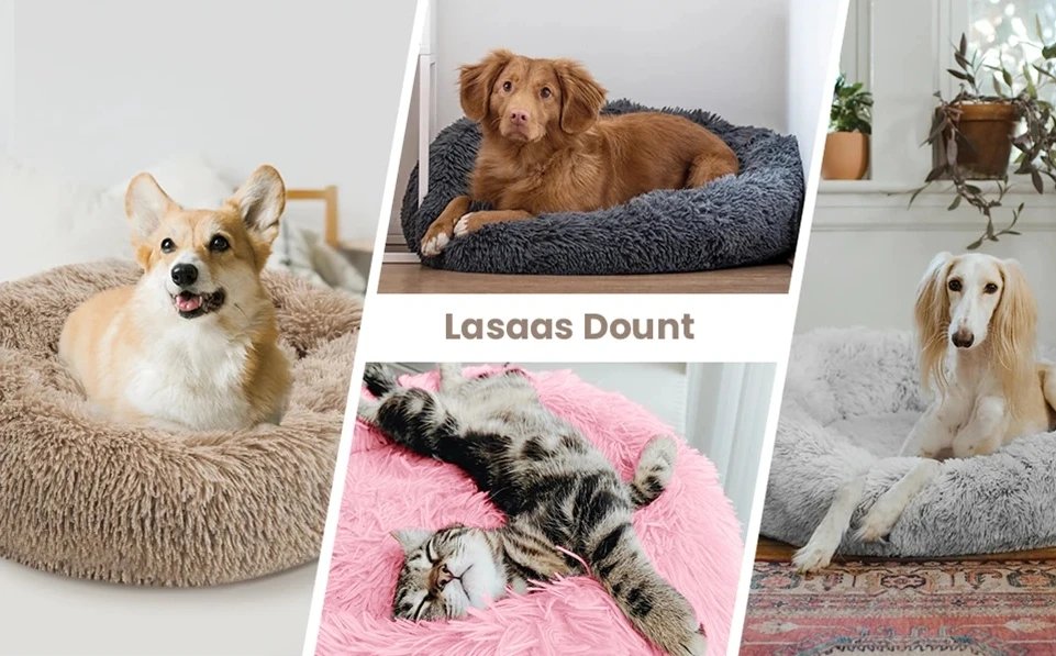 Lit rond en peluche super doux pour animaux de compagnie, lit pour grand chien, maison pour chat, long, moyen, sommeil chaud, hiver, 40-90cm