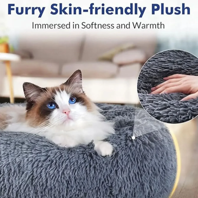 Lit rond en peluche super doux pour animaux de compagnie | lit pour grand chien | maison pour chat – Image 3