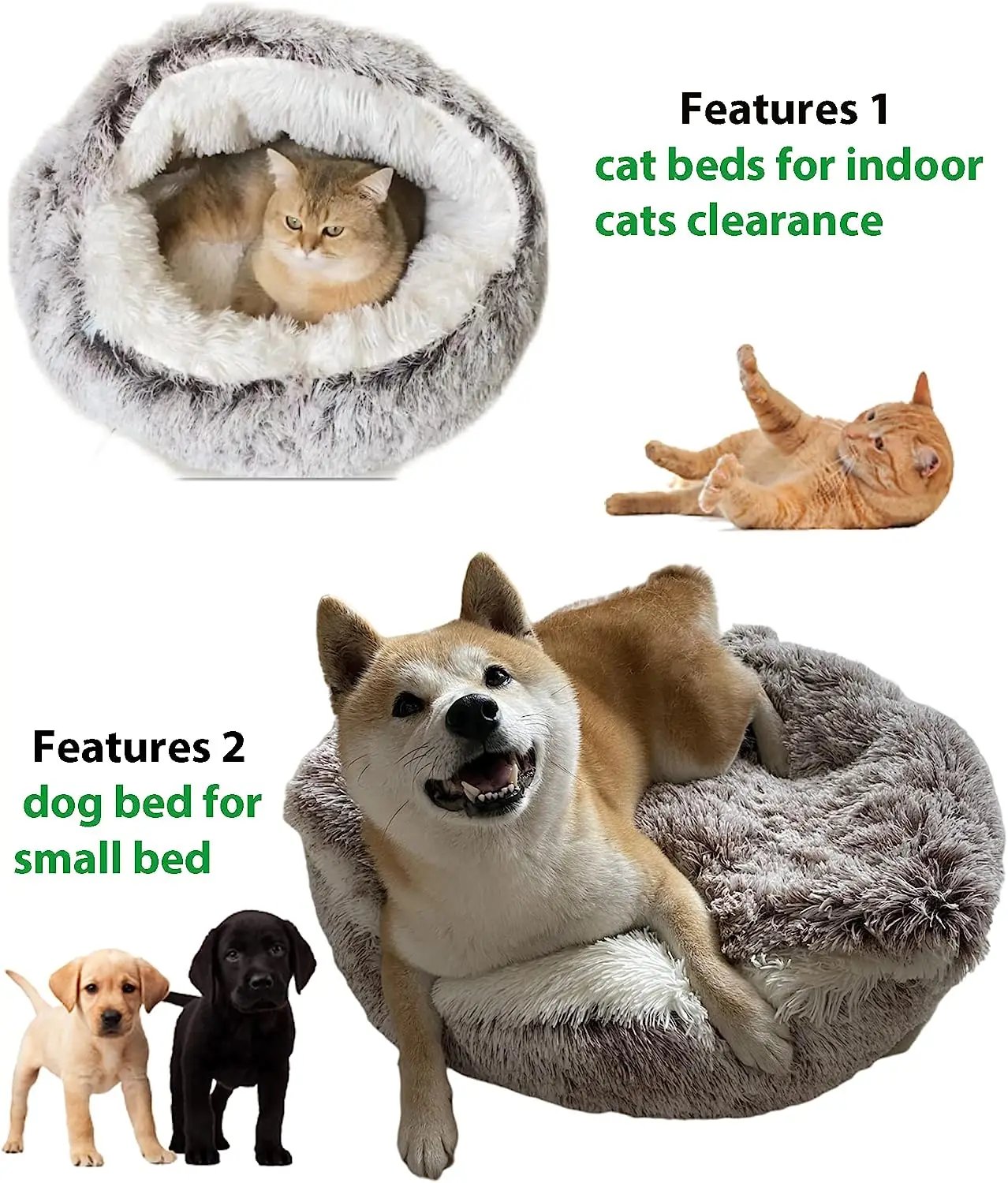 Doux En Peluche Rond Chat Lit Pet Matelas Chaud Confortable Panier Chat Chien 2 en 1 Sac De Couchage Nid pour Petits Chiens