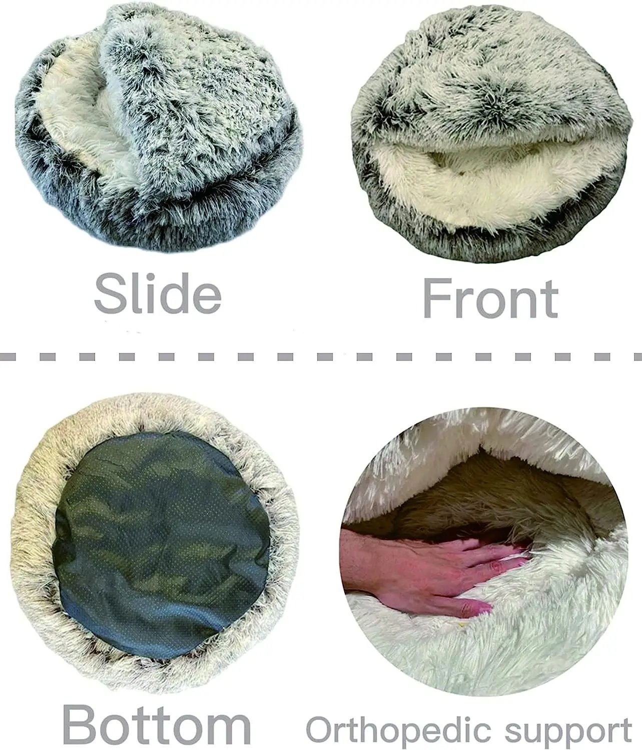 Doux En Peluche Rond Chat Lit Pet Matelas Chaud Confortable Panier Chat Chien 2 en 1 Sac De Couchage Nid pour Petits Chiens