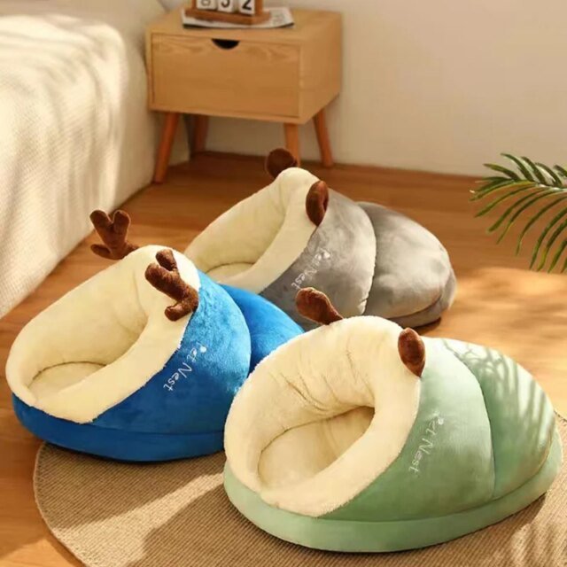 Maison pour animaux de compagnie en forme de pantoufles | lit de chenil | sac de couchage, pliable, lavable, respirant – Image 6