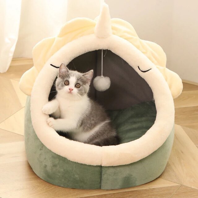 Interrupteur lit en peluche gris d'hiver pour chat et chien | maison à coussin rond | sac de couchage chaud