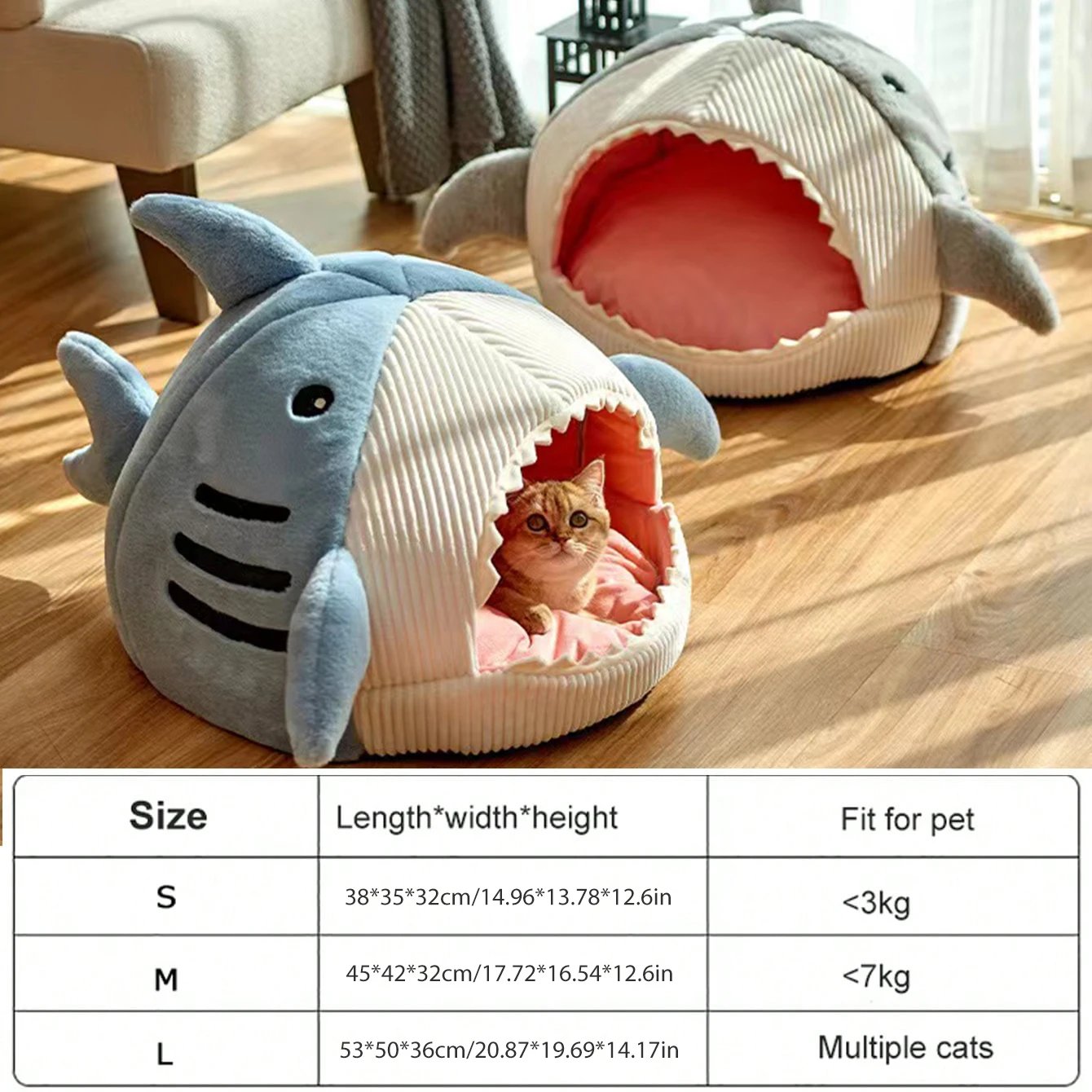 Lits Chauds en Forme de Requin de Dessin Animé pour Chat, mir de Diversification pour Animaux de Compagnie, Coussin en Polymère, Tente pour Chiot, Produits pour Animaux de Compagnie