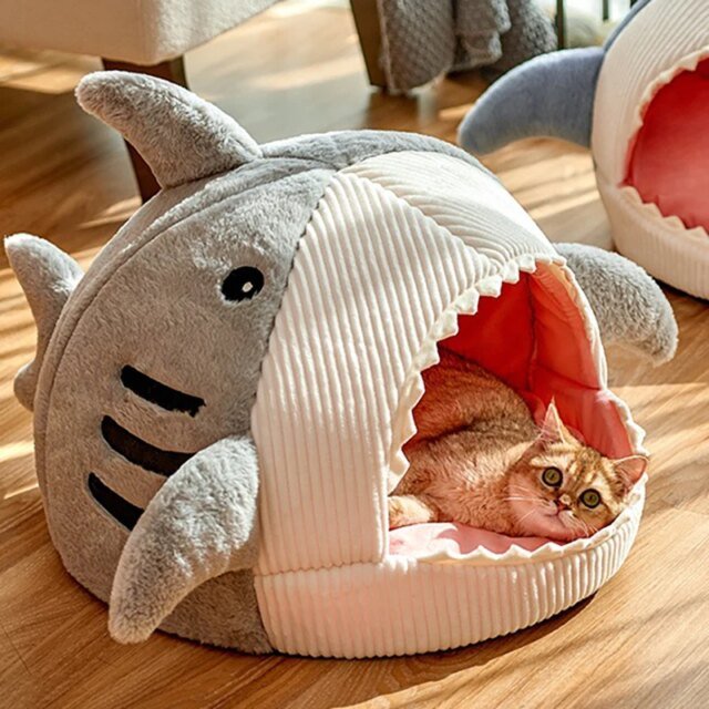 Lits Chauds en Forme de Requin de Dessin Animé pour Chat et Chien | Tente pour Chien et Chat | Produits pour Animaux de Compagnie – Image 3