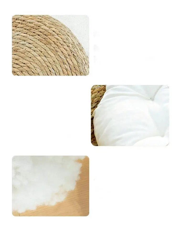Mir en rotin tissé pour animal de compagnie avec coussin, lit pour chat traité vissé, maison ronde confortable pour chiot et chaton, doux et chaud Mir en rotin tissé pour animal de compagnie avec coussin, lit pour chat traité vissé, maison ronde confortable pour chiot et chaton, doux et chaud