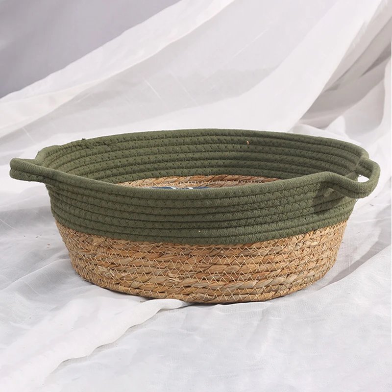 Mir circulaire tissé à la main pour animaux de compagnie, panier en ULde coton, accent de chat, fournitures pour animaux de compagnie, nouveau, été, cool