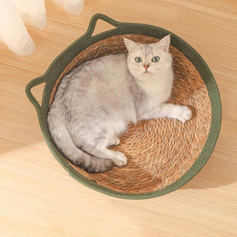 Mir circulaire tissé à la main pour animaux de compagnie, panier en ULde coton, accent de chat, fournitures pour animaux de compagnie, nouveau, été, cool