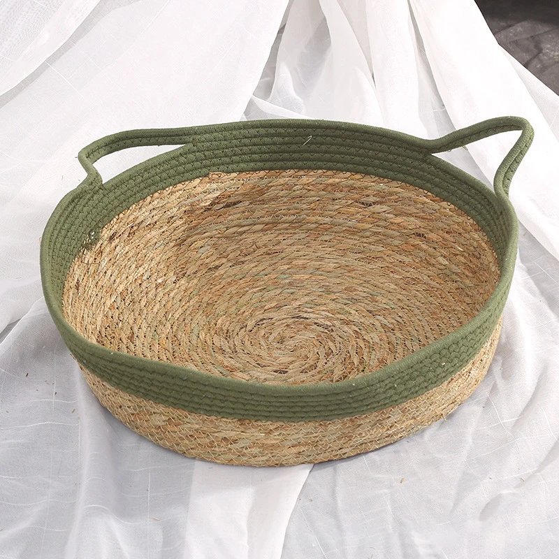 Mir circulaire tissé à la main pour animaux de compagnie, panier en ULde coton, accent de chat, fournitures pour animaux de compagnie, nouveau, été, cool
