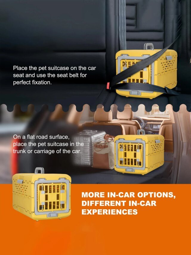 Caisse d'extérieur pliable pour animaux de compagnie | sac de voiture portable pour chat et chien | nouvelle caisse de transport pour animaux de compagnie – Image 3
