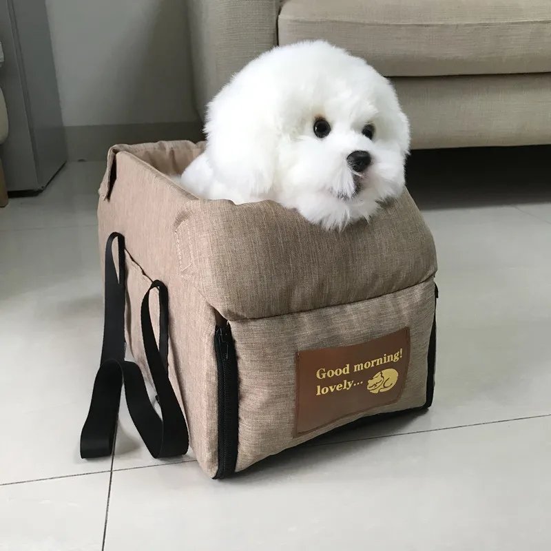 Siège de voiture central portable pour chien, lit de siège de voiture, sac de voyage de sécurité pour petits chiens et chats, accessoires pour chiens Siège de voiture central portable pour chien, lit de siège de voiture, sac de voyage de sécurité pour petits chiens et chats, accessoires pour chiens
