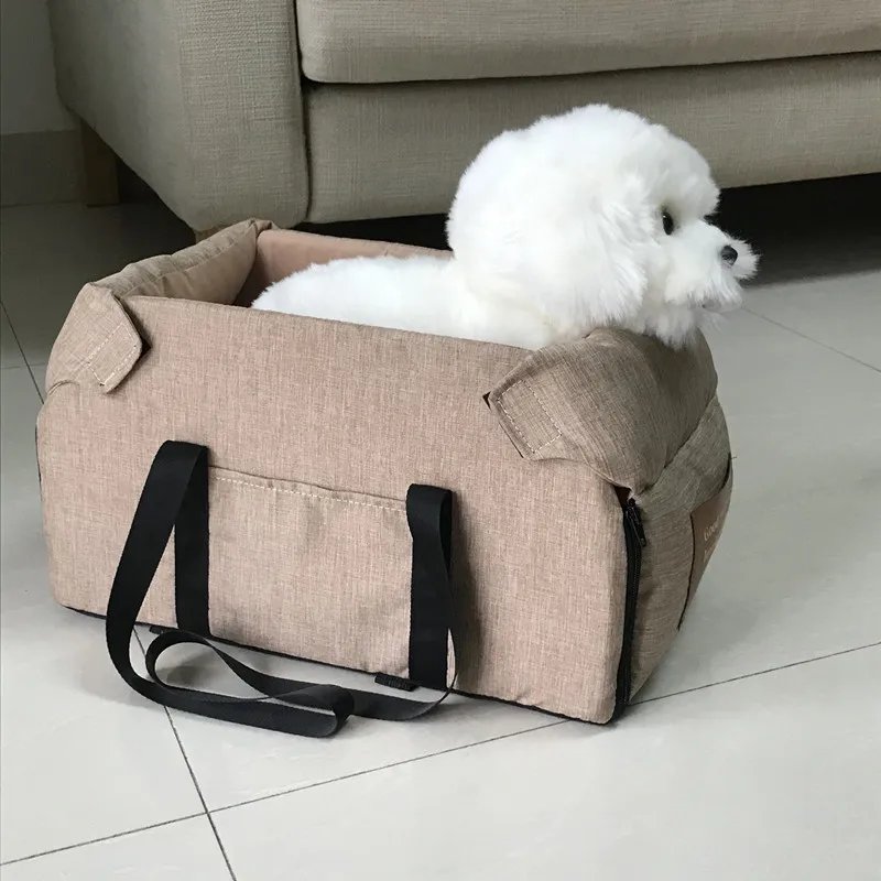 Siège de voiture central portable pour chien, lit de siège de voiture, sac de voyage de sécurité pour petits chiens et chats, accessoires pour chiens Siège de voiture central portable pour chien, lit de siège de voiture, sac de voyage de sécurité pour petits chiens et chats, accessoires pour chiens