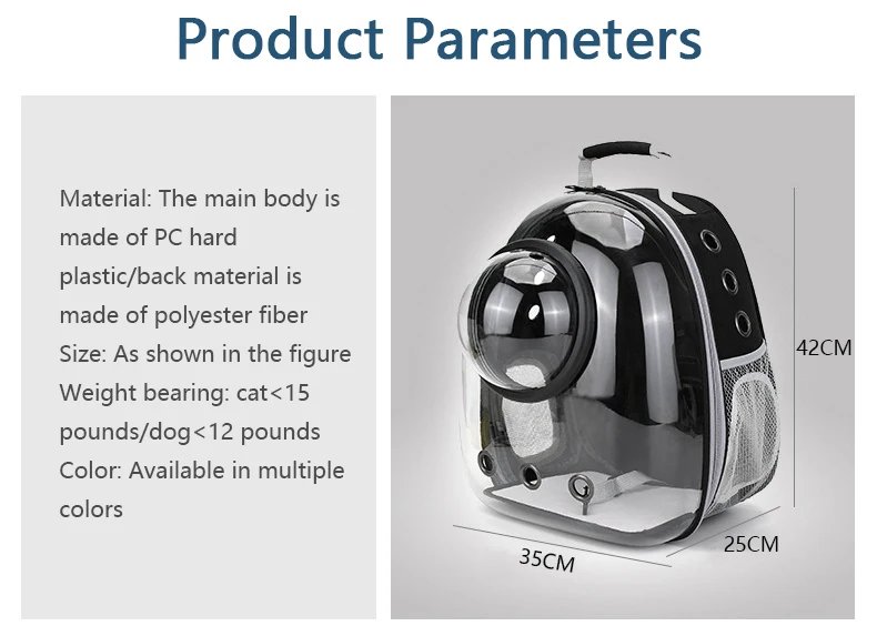 Sac de transport pour animaux de compagnie, sacs à dos pour animaux de compagnie, respirant, portable, transparent, chiot, chien, transport, Electrolux, capsule spatiale