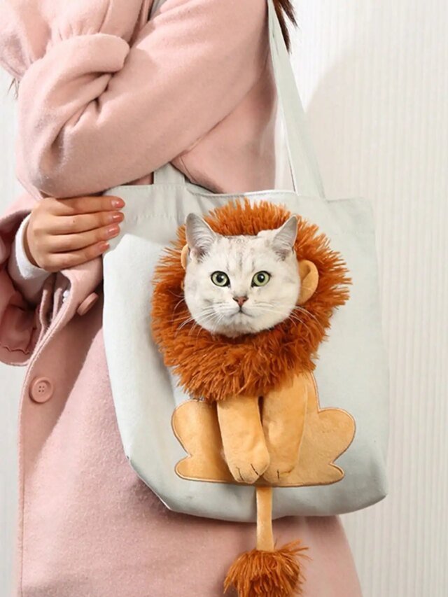 Sac de transport portable en toile pour animal de compagnie｜chat en forme de chat mignon｜pochette de poitrine – Image 4
