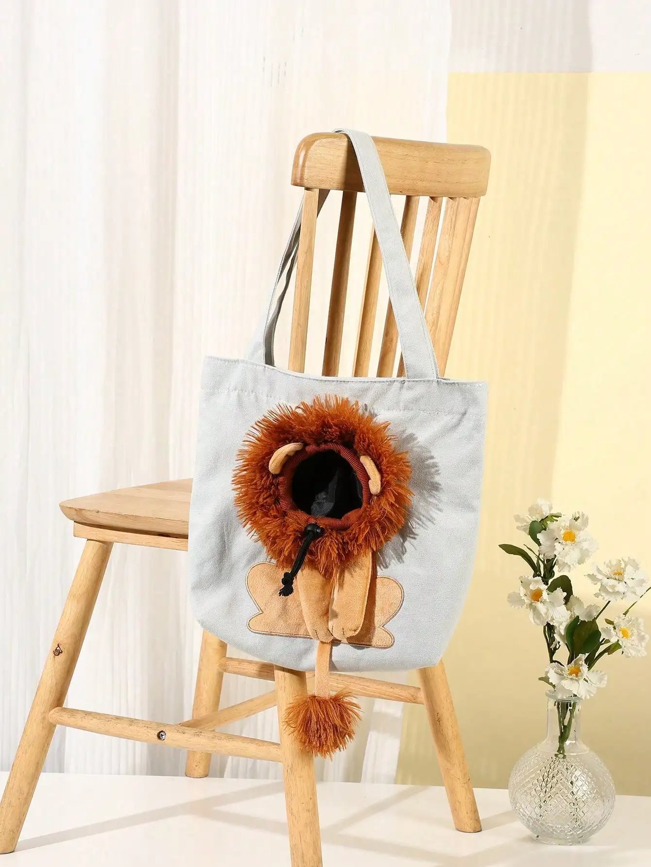Sac de transport portable en toile pour animal de compagnie, chat en forme de chat mignon, pochette de poitrine, fourre-tout d'extérieur