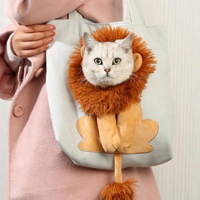 Sac de transport portable en toile pour animal de compagnie｜chat en forme de chat mignon｜pochette de poitrine