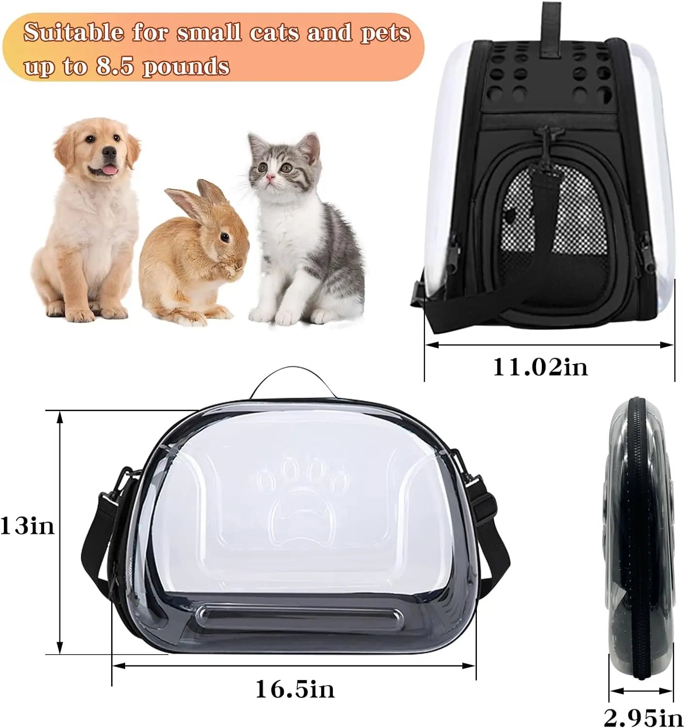 Sac à Dos Respirant et Pliable pour le Transport des Animaux de Compagnie, Accessoire pour Chiens et Chats, Sac de Voyage pour Chaton et Chiot