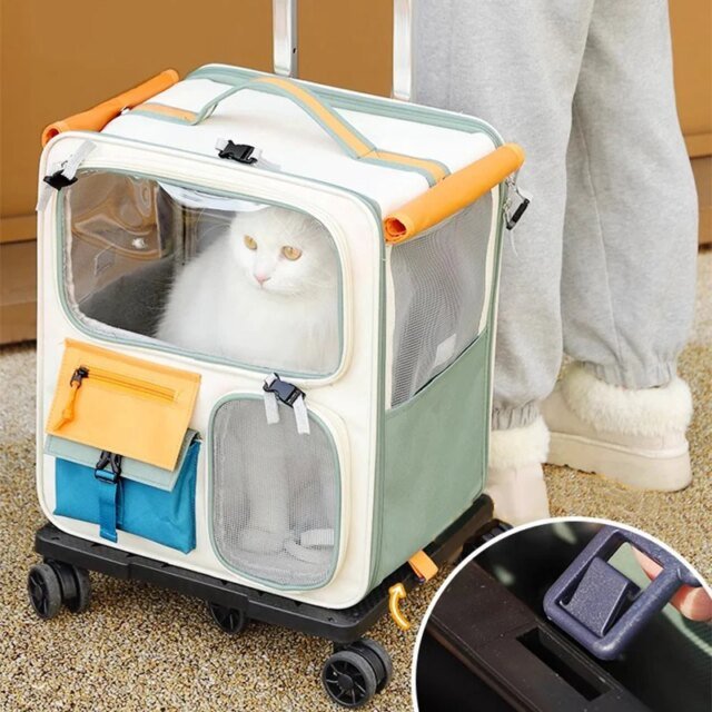 Sac à dos de voyage portable pour animaux de compagnie | valise à roulettes pour animaux de compagnie – Image 3