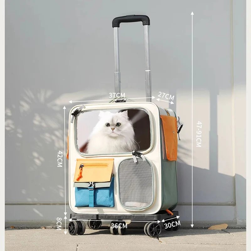 Sac à dos de voyage portable pour animaux de compagnie, valise à roulettes pour animaux de compagnie, poignées amovibles, fournitures universelles pour petits chiens, uty T, salle de bain