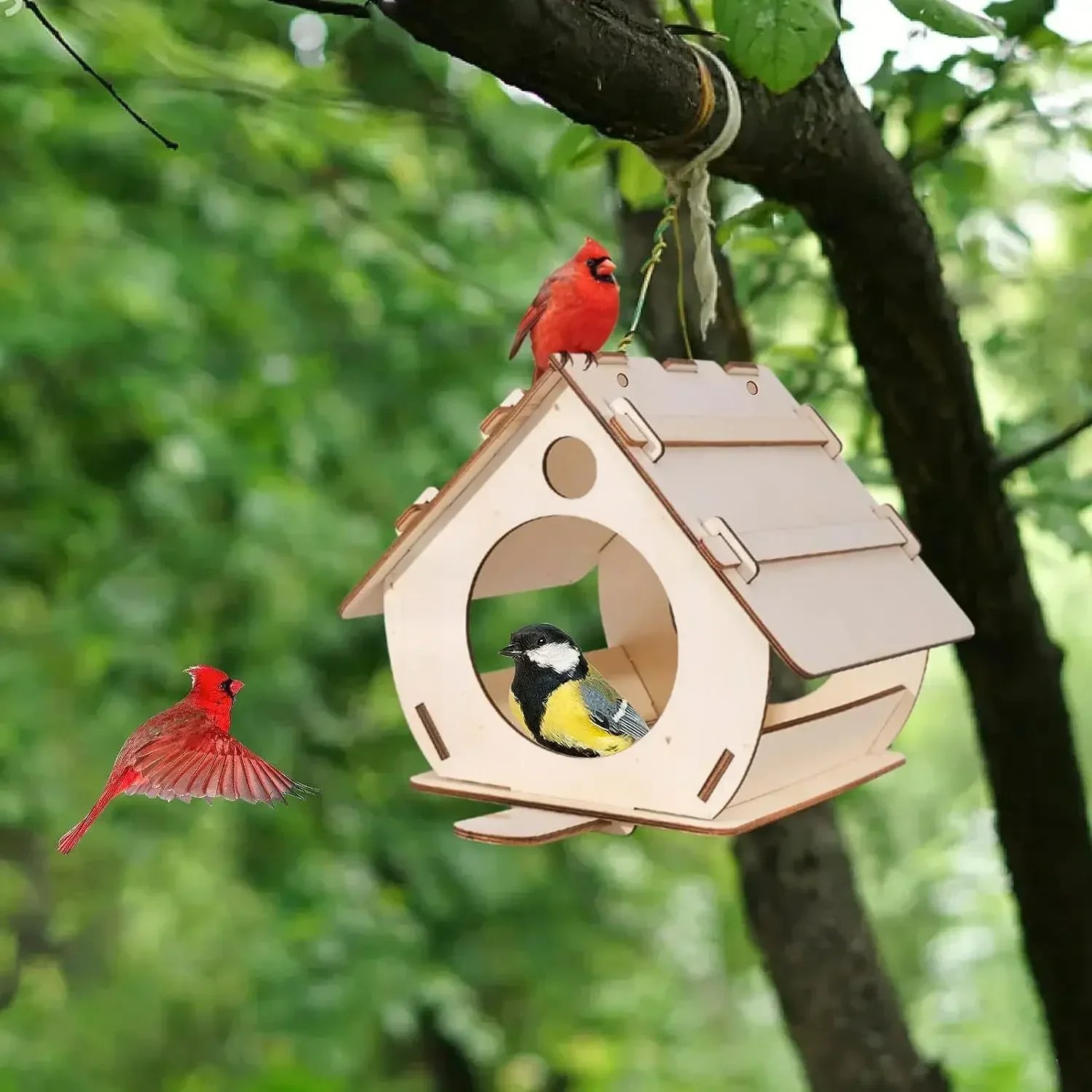Mangeoires à Oiseaux en Bois à Assembler Soi-Même, Cage à Oiseaux Décorative pour Jardin Extérieur