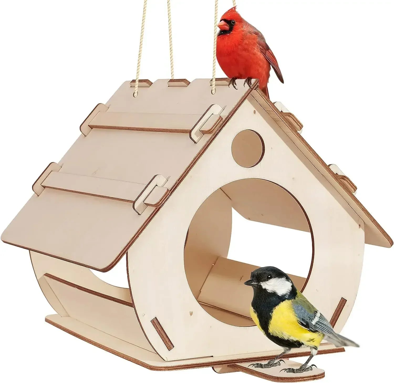 Mangeoires à Oiseaux en Bois à Assembler Soi-Même, Cage à Oiseaux Décorative pour Jardin Extérieur