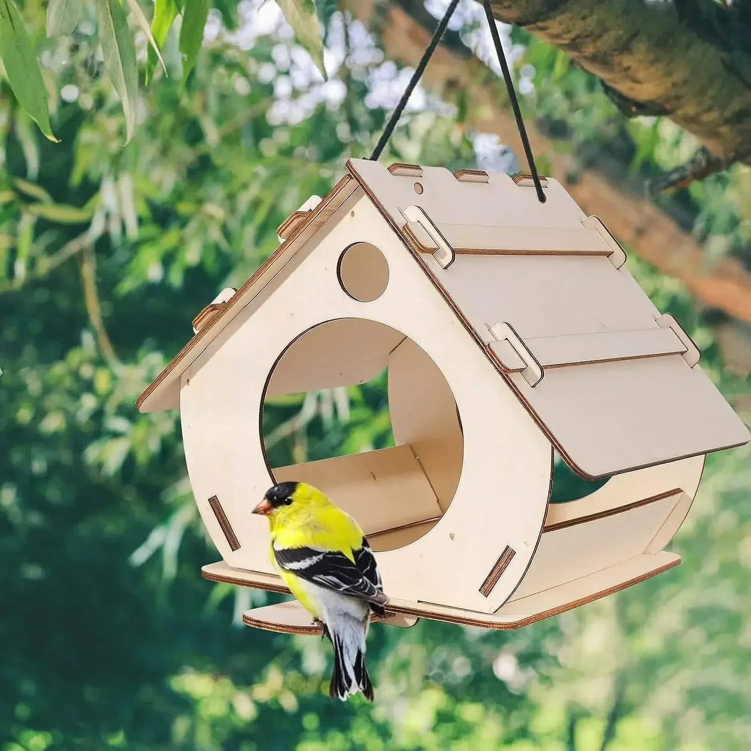 Mangeoires à Oiseaux en Bois à Assembler Soi-Même, Cage à Oiseaux Décorative pour Jardin Extérieur Mangeoires à Oiseaux en Bois à Assembler Soi-Même, Cage à Oiseaux Décorative pour Jardin Extérieur