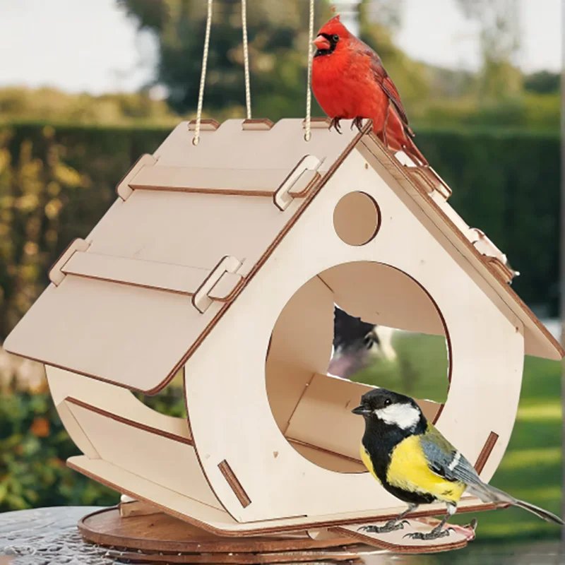 Mangeoires à Oiseaux en Bois à Assembler Soi-Même, Cage à Oiseaux Décorative pour Jardin Extérieur Mangeoires à Oiseaux en Bois à Assembler Soi-Même, Cage à Oiseaux Décorative pour Jardin Extérieur