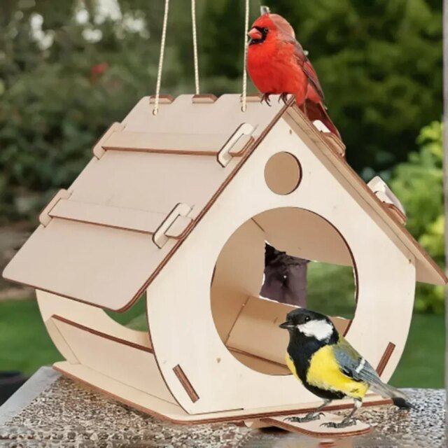 Mangeoires à Oiseaux en Bois à Assembler Soi-Même | Cage à Oiseaux Décorative pour Jardin Extérieur