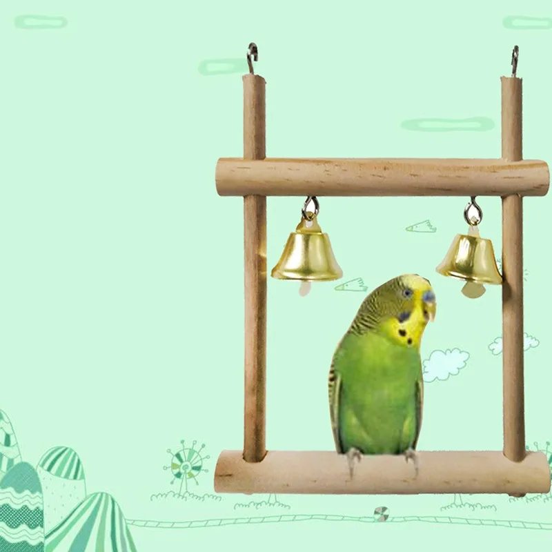 Ensemble de jouets en bois pour oiseaux de compagnie, articles à mordre, jouets pour perroquet debout, boule de balançoire, cloche d'entraînement, 8 pièces