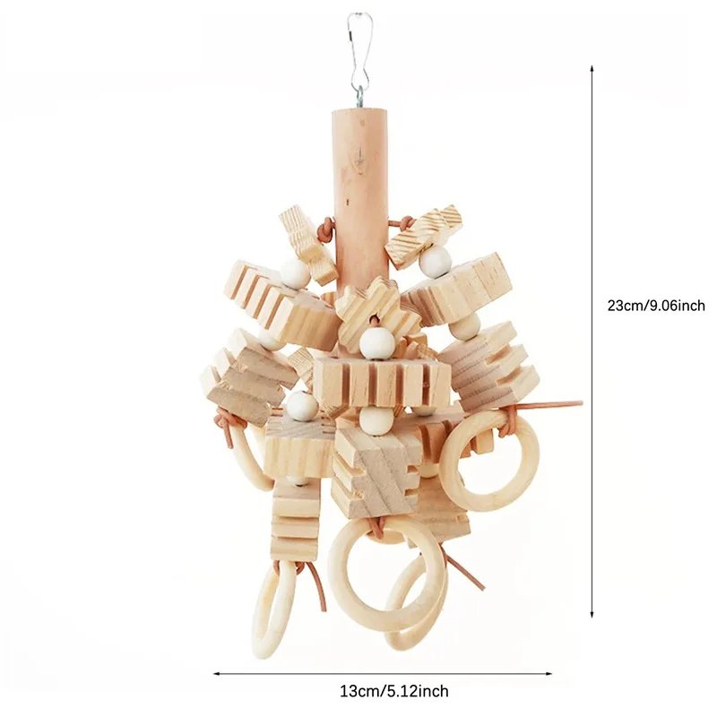 Ensemble de jouets en bois pour oiseaux de compagnie, articles à mordre, jouets pour perroquet debout, boule de balançoire, cloche d'entraînement, 8 pièces