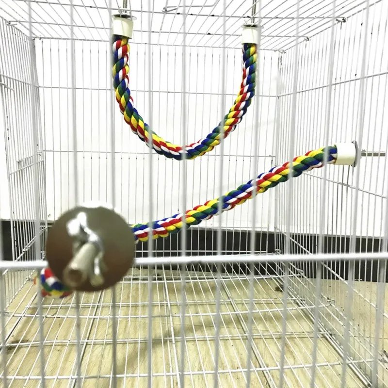 Corde à perroquet tressée et colorée, 40/60/80/105cm, perruche, jouet pour calopsitte, support pour animaux de compagnie, accessoires, échelle, balançoire, fournitures