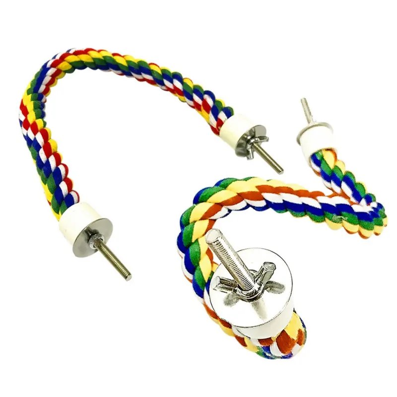 Corde à perroquet tressée et colorée, 40/60/80/105cm, perruche, jouet pour calopsitte, support pour animaux de compagnie, accessoires, échelle, balançoire, fournitures