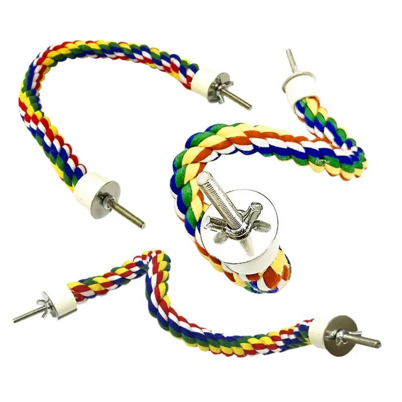 Corde à perroquet tressée et colorée, 40/60/80/105cm, perruche, jouet pour calopsitte, support pour animaux de compagnie, accessoires, échelle, balançoire, fournitures