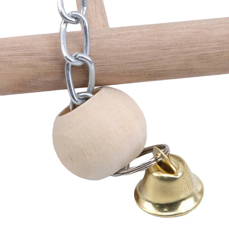 Jouet en bois pour perroquet avec cloches, balançoire pour oiseaux, exercice d'escalade, support de jeu, pont en échelle, hamac pour animaux de compagnie
