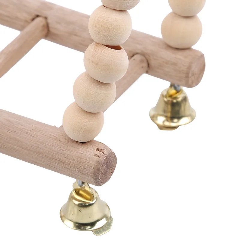 Jouet en bois pour perroquet avec cloches, balançoire pour oiseaux, exercice d'escalade, support de jeu, pont en échelle, hamac pour animaux de compagnie