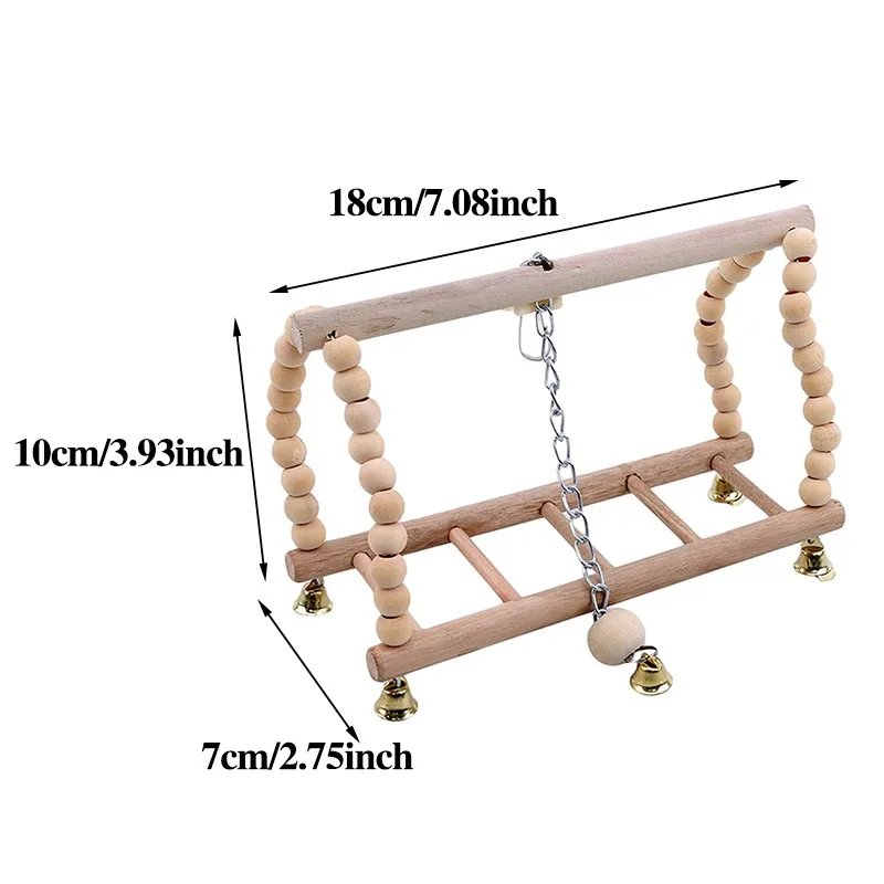 Jouet en bois pour perroquet avec cloches, balançoire pour oiseaux, exercice d'escalade, support de jeu, pont en échelle, hamac pour animaux de compagnie