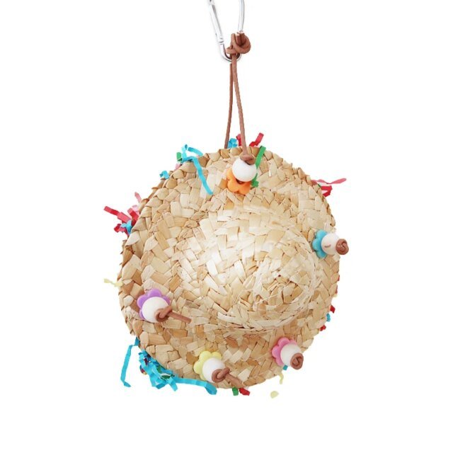 Perroquets en forme de chapeau de tissage de paille faits à la main ｜ jouet à mâcher pour cage à oiseaux ｜balançoire pour oiseau – Image 6