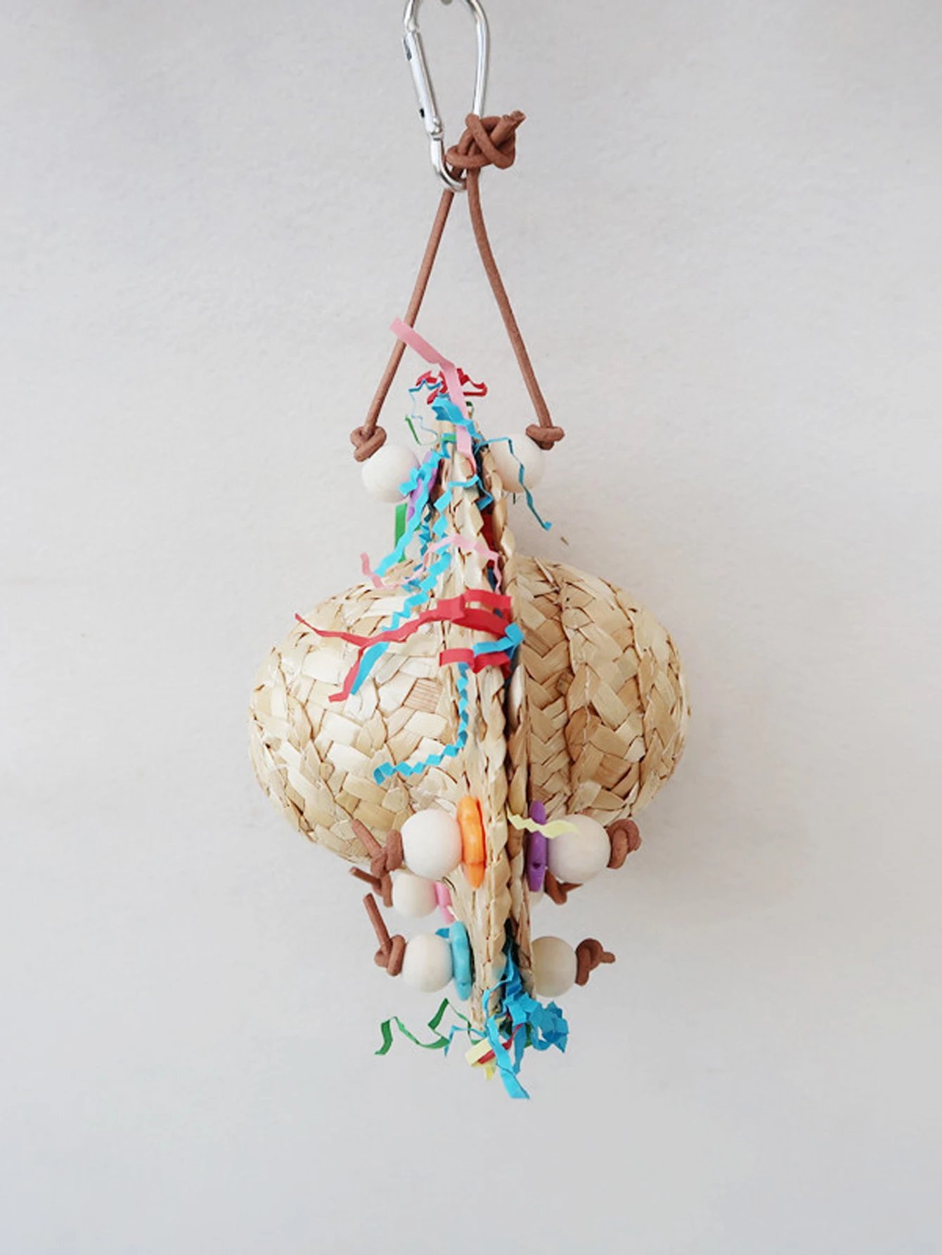 Perroquets en forme de chapeau de tissage de paille faits à la main, jouet à mâcher pour cage à oiseaux, balançoire pour oiseau, perchoirs debout pour conure de calopsitte