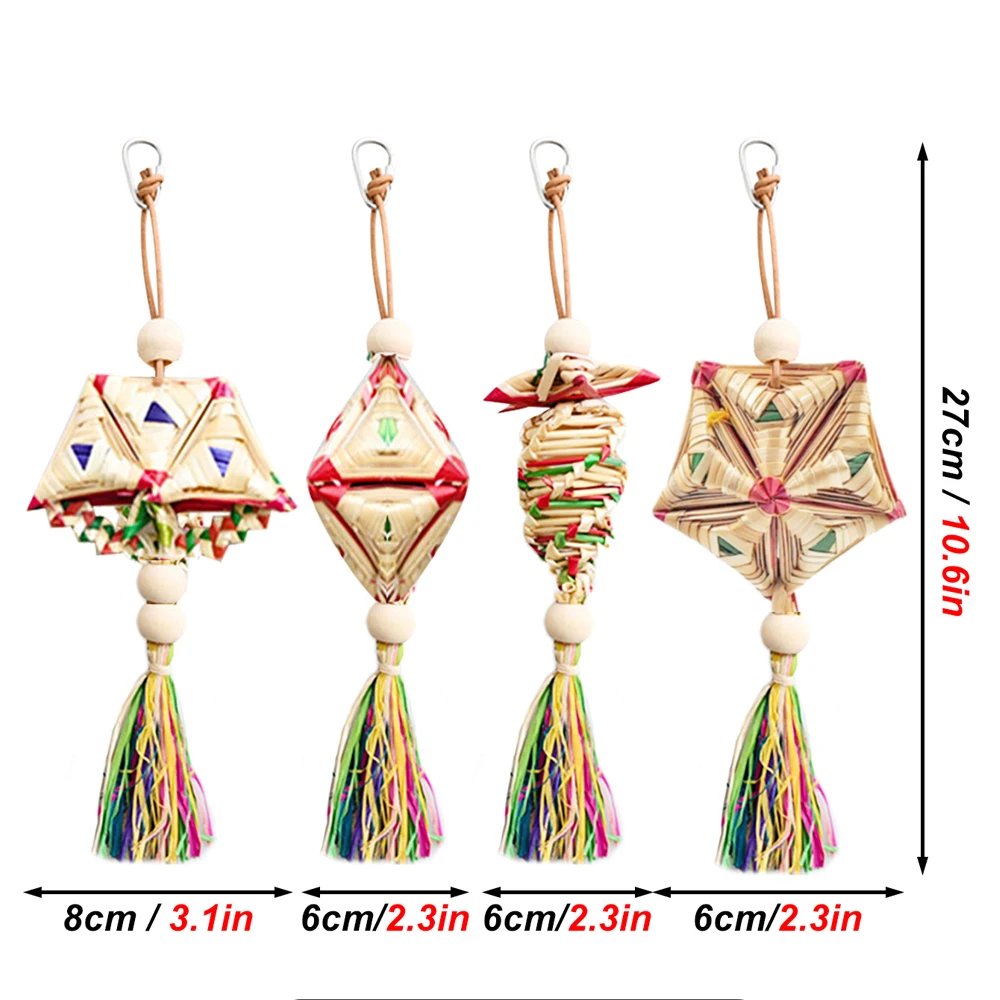 Jouets à mâcher faits à la main pour oiseaux de compagnie, perroquet de style aléatoire, paille naturelle, ChFukBite, clochette, balançoire, escalade, pendentif de jeu, 1 PC