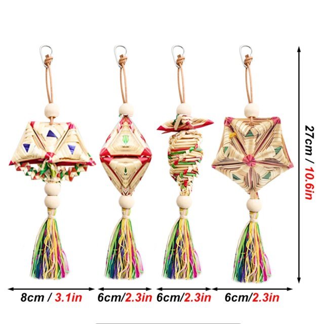 Jouets à mâcher faits à la main pour oiseaux de compagnie | perroquet de style aléatoire | pendentif de jeu – Image 3