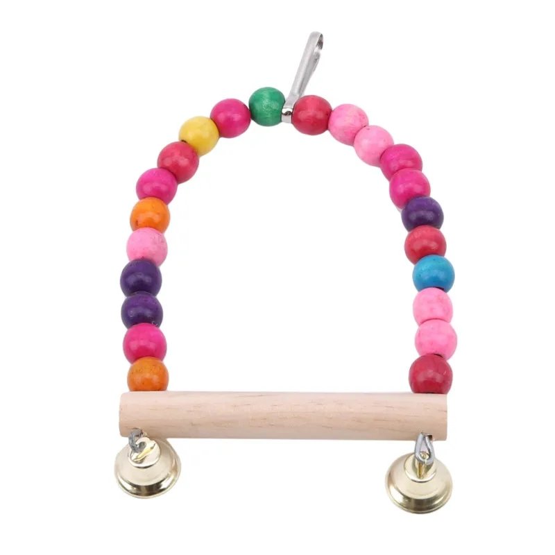 Jouet balançoire en bois pour oiseaux, perchoir perroquet, support de jeu avec perles ChFukjos, aire de jeux pour perruches