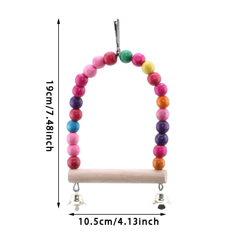 Jouet balançoire en bois pour oiseaux, perchoir perroquet, support de jeu avec perles ChFukjos, aire de jeux pour perruches