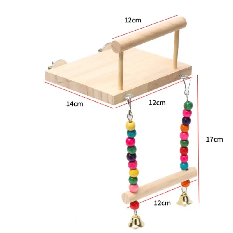 Jouet balançoire en bois pour oiseaux, perchoir perroquet, support de jeu avec perles ChFukjos, aire de jeux pour perruches