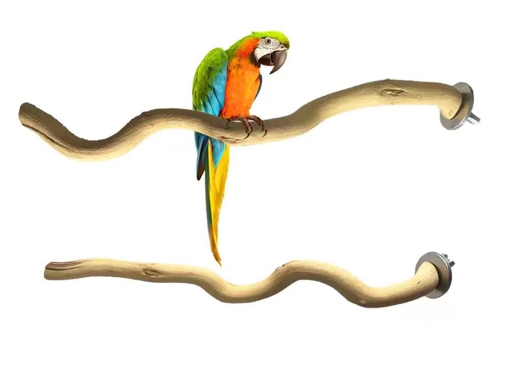 Perche à oiseaux en bois de perroquet naturel, branche de fourchette, balançoire d'oiseau, jouets de branches debout, accessoires de cage à oiseaux
