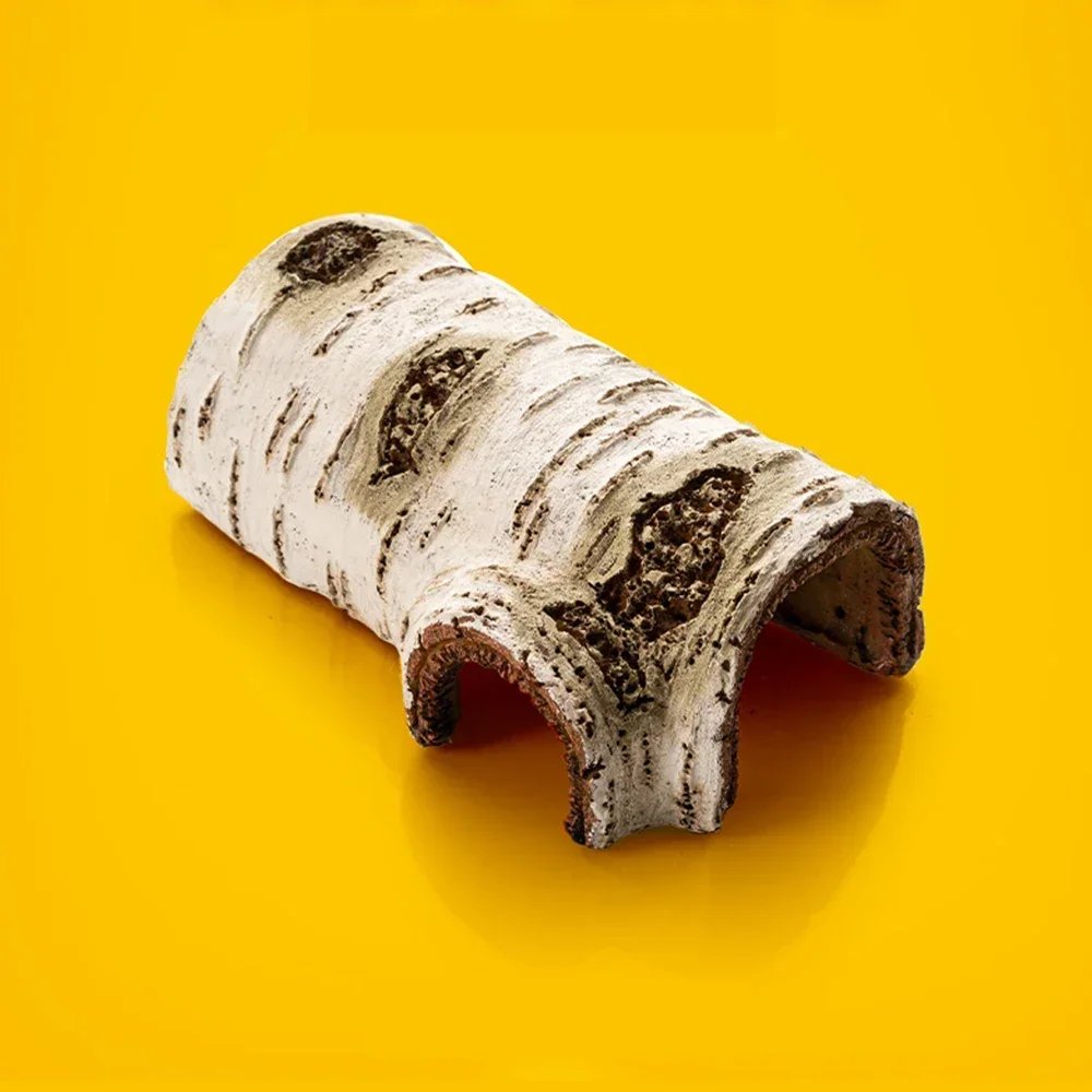 Décoration de boîte d'élevage de reptiles, trou de cache de bouleau simulé, cacommuniste d'escalade pour animaux de compagnie, décoration amphibie, S, M, L