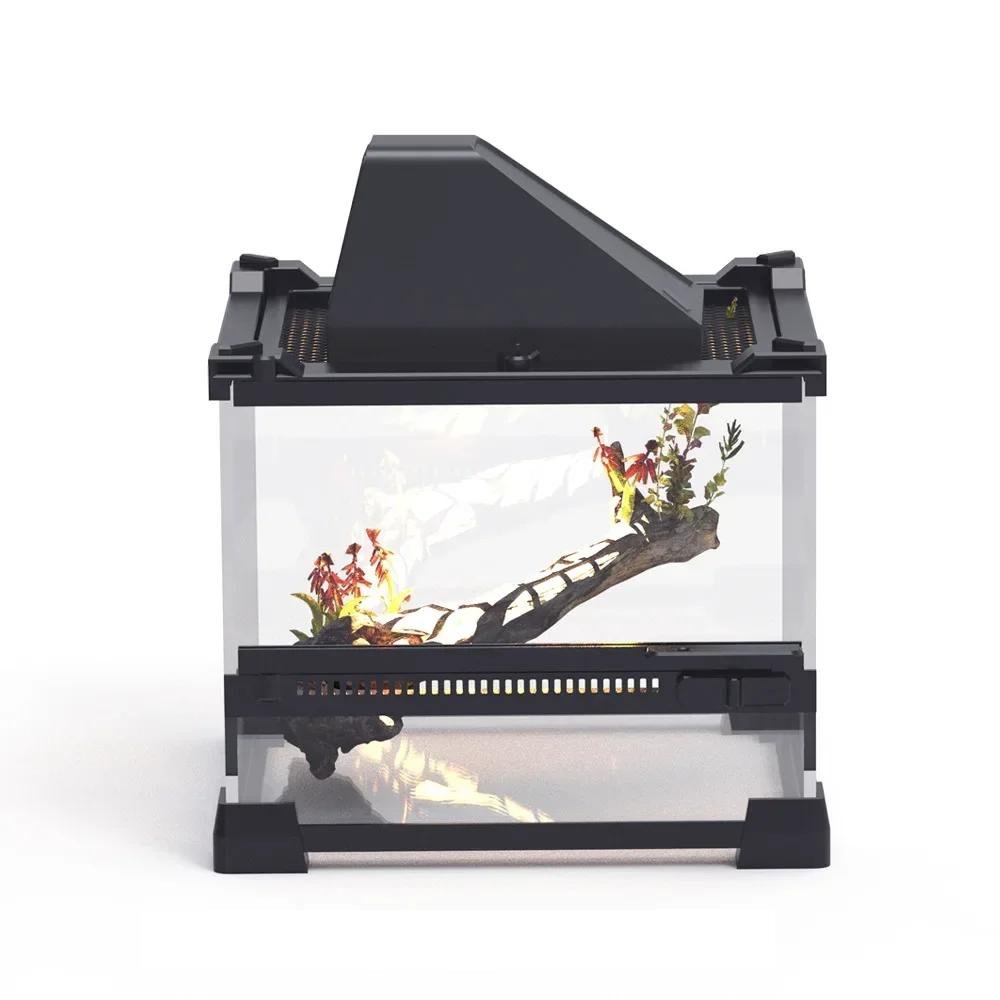 Boîte d'élevage d'animaux de compagnie grimpants amphibies, boîte d'élevage de tortues lézards, boîte d'élevage de lézards, verre du Guatemala, porte unique, paysage écologique, forêt tropicale