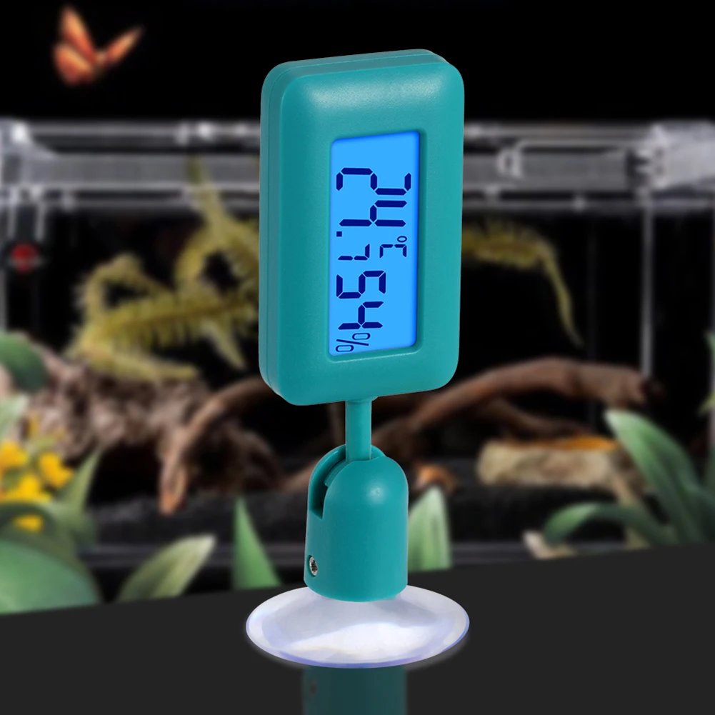 Therye.com-Hygromètre numérique pour reptile avec ventouse, température et humidité pour animaux de compagnie, accessoires de terrarium