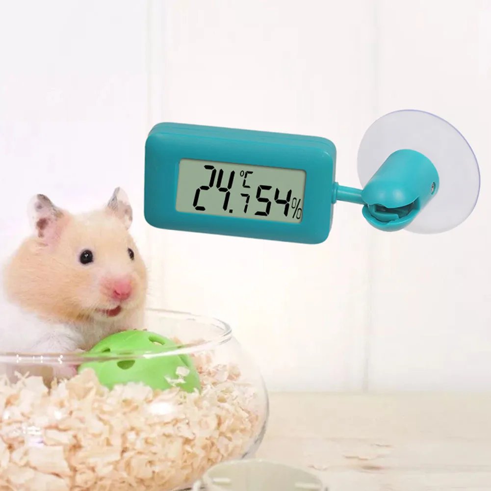 Therye.com-Hygromètre numérique pour reptile avec ventouse, température et humidité pour animaux de compagnie, accessoires de terrarium