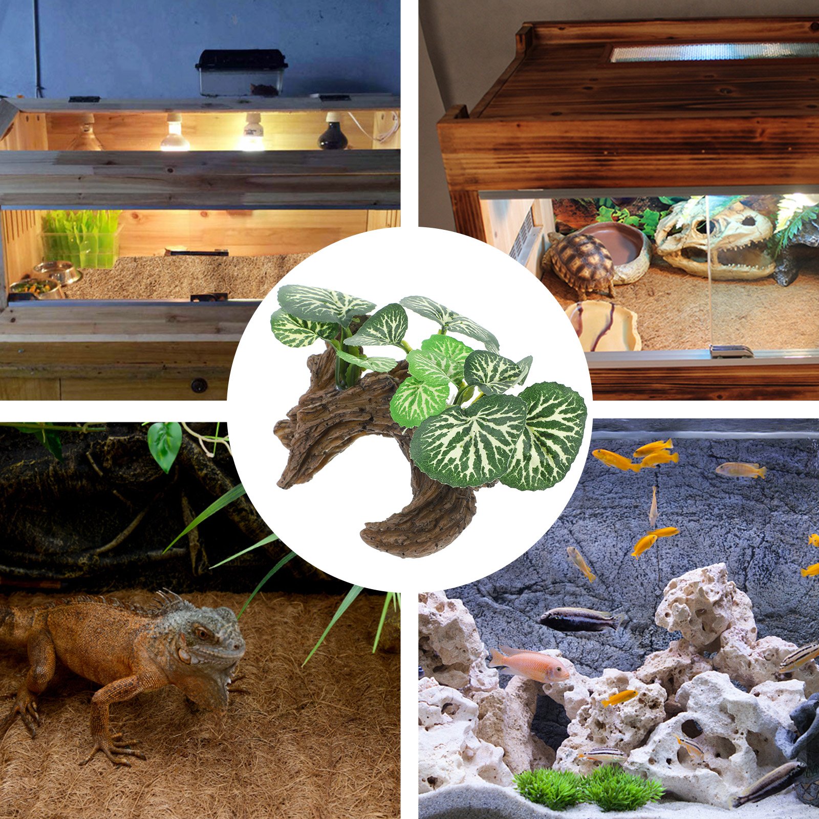 Ornements d'Aquarium en Résine Artificielle, Simulation de Plantes Précieuses, Faux Spot Dominant pour Décor de Terrarium